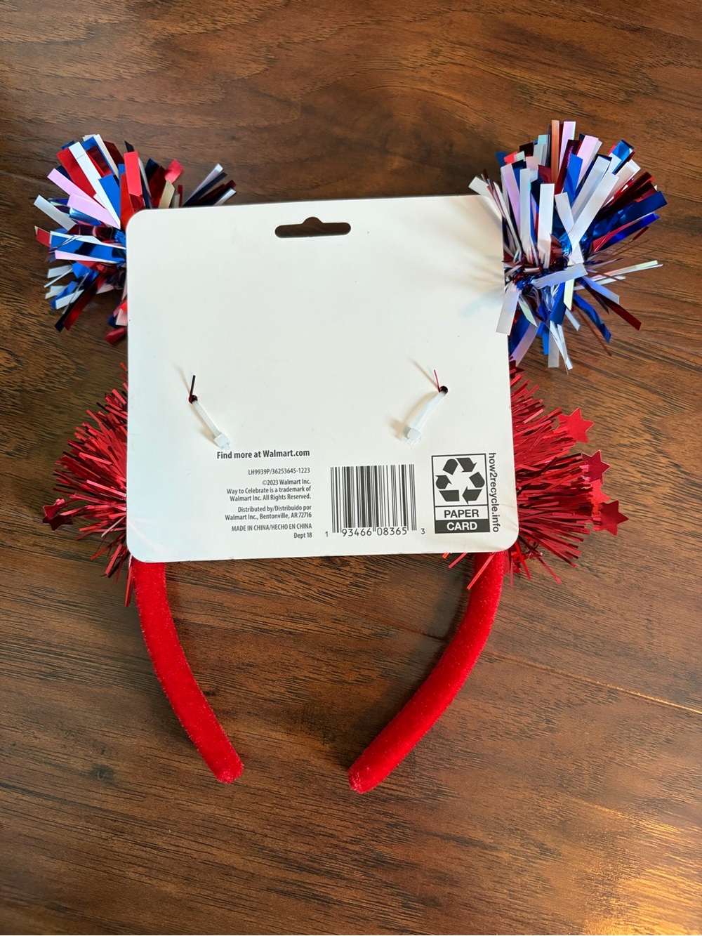 Kids Red Patriotic Pom Headband - Picture 3 of 3